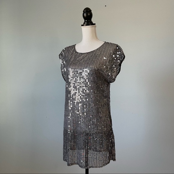 FOREVER 21 | Sheer Silver Sequins Blouse Sz M - Picture 3 of 7